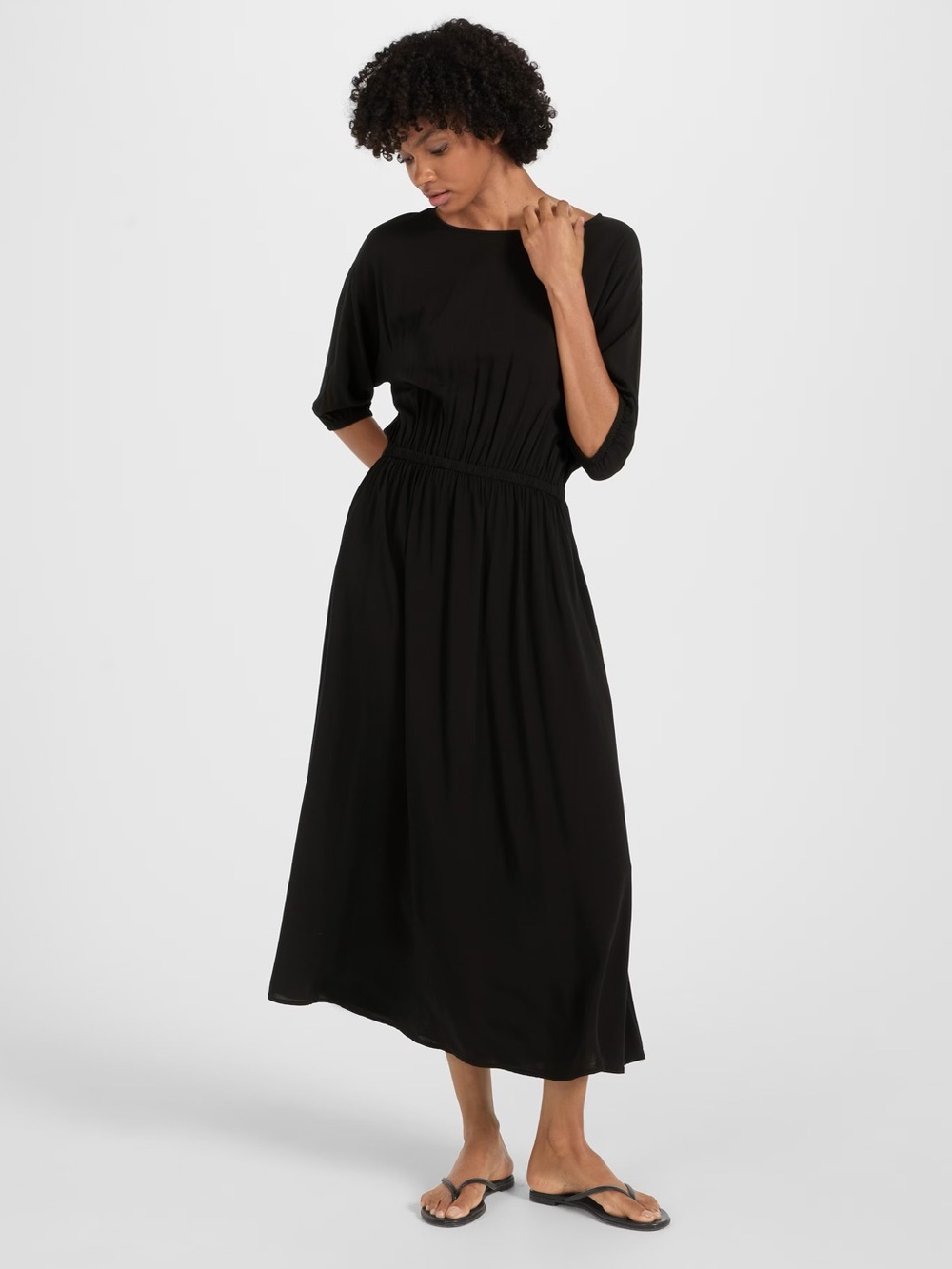 Samuji Black Midi Dress with Waist Tie Size 34 XS Small